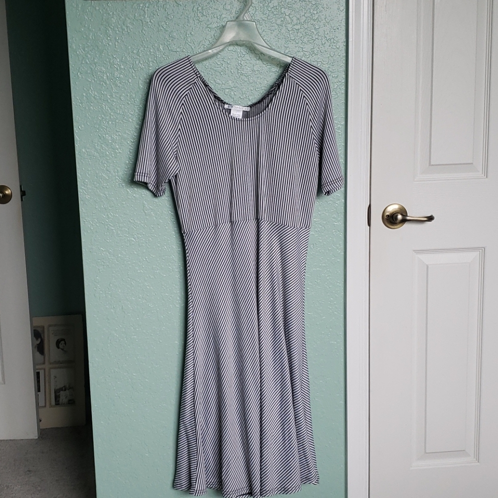 Black and white striped dress